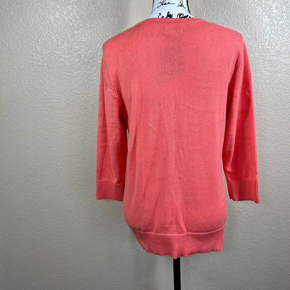 Croft & Barrow Coral Cardigan Sweater Fishnet Sweater size M coastal chic - Picture 10 of 15